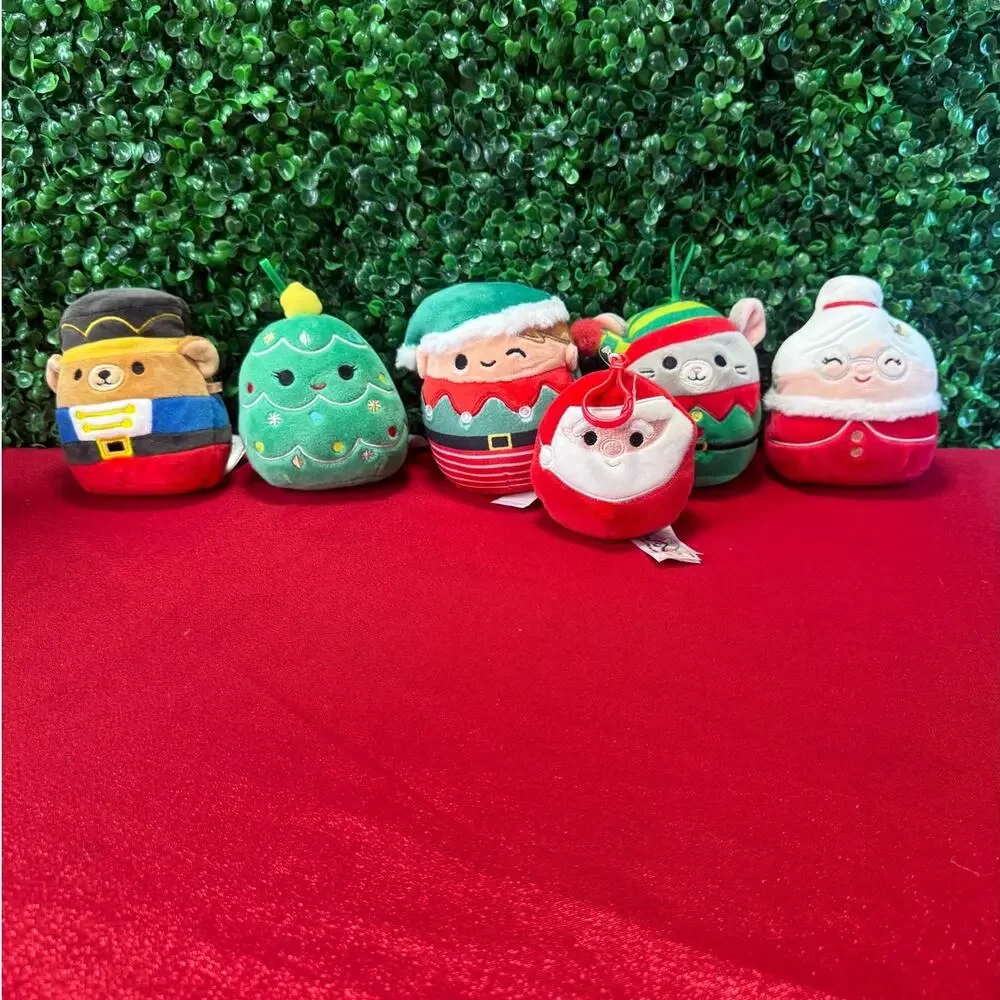 Lot of 6 Christmas Mini Squishmallows Plush Santa Ms Claus Nutcracker Tree Mouse